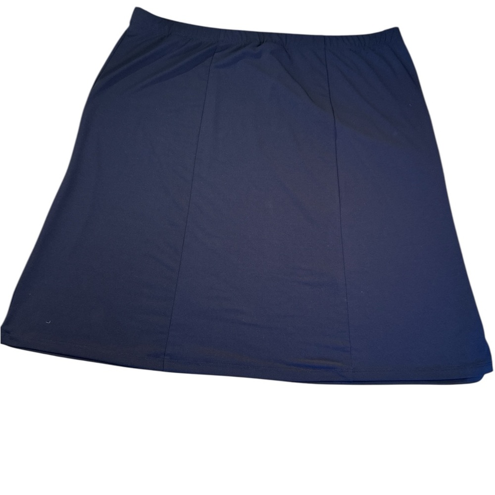 Susan Graver Navy Blue Skirt Silver Studs Polyester Spandex Women XL Elastic - Picture 4 of 9